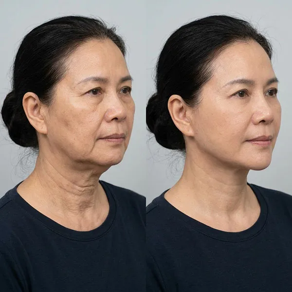 Trước sau căng da cổ