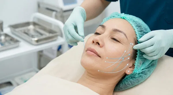 Mô phỏng kỹ thuật căng da mặt bằng chỉ